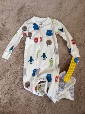 Carter's 18 Months White Footed Sleeper with Colorful Monster Print